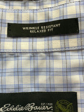Load image into Gallery viewer, Eddie Bauer Shirt Adult 2XL Light Blue White Plaid Button Up Casual USA Mens