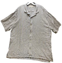 Load image into Gallery viewer, The A&F Shirt Adult 2XLT Blue Gray Button Up Striped Summer Linen Blend Mens