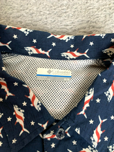 Load image into Gallery viewer, Columbia Shirt Adult Medium Navy AOP Patriotic Fish Vented Mesh Lined PFG Mens