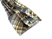 Load image into Gallery viewer, Ariat Shirt Womens Medium Brown Blue Yellow Plaid Western Snap Rodeo Cowgirl l