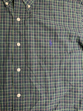 Load image into Gallery viewer, Ralph Lauren Shirt Adult 17 34/35 Green Plaid Classic Fit Purple Pony Dress Mens