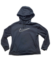 Load image into Gallery viewer, Nike Sweatshirt Adult Small Black Swoosh Center Spellout Hoodie Nylon Mens