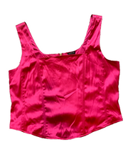 Load image into Gallery viewer, Torrid Shirt Womens 2 2X Fuchsia Corset Cropped Back Zip Nylon Spandex Plus