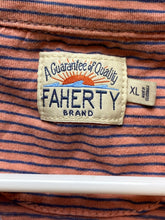 Load image into Gallery viewer, Faherty Shirt Adult Extra Large Salmon Blue Stripes Preppy Casual Golf Polo Mens