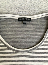 Load image into Gallery viewer, Eileen Fisher Shirt Womens Small Gray White Striped Casual Comfy Pullover Ladies