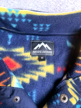 Load image into Gallery viewer, Massive Outdoor Sweater Adult Medium Blue Fleece Snaps Aztec Oversized Mens