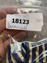 Load image into Gallery viewer, Torrid Shirt Womens 2 Denim Gold Lurex Striped Button Flowy Blouse Rayon Ladies