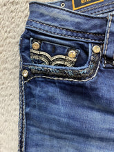 Load image into Gallery viewer, Rock Revival Jeans Womens 25x29 Blue Denim Meri Whiskered Boot Cut Studded
