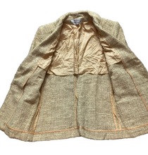 Load image into Gallery viewer, VTG Albert Lewis For Tudor Square Jacket Womens Medium Beige Tweed Career Blazer