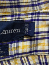 Load image into Gallery viewer, Ralph Lauren Shirt Adult Large Navy Yellow Plaid Creek Button Up Pocket Mens