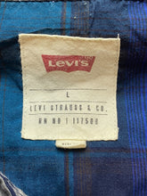 Load image into Gallery viewer, Levi's Shirt Adult Large Blue Gray Plaid Western Pearl Snaps Pockets Cowboy Mens