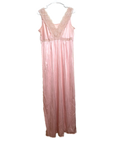Load image into Gallery viewer, Grandmacore Nightgown Womens Large Pink Lace Trim V-Neck Lounge Robe Sleepwear