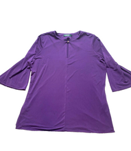 Load image into Gallery viewer, Lauren Ralph Laure Shirt Womens 2X Plum Keyhole Tunic Flare Sleeve Blouse Plus