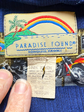 Load image into Gallery viewer, VTG Paradise Found Shirt Adult Medium Blue Hawaiian Tiki Tavern Motorcycle Mens