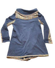 Load image into Gallery viewer, Miss Me Sweater Womens Medium Navy Aztec Boho Chic Open Front Cardigan Tunic