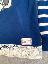 Load image into Gallery viewer, Mickey & Minnie Mouse Sweatshirt Womens Medium Crochet Lace Trim Hoodie Disney