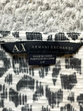 Load image into Gallery viewer, Armani Exchange Shirt Womens Small Black White Oversize Leopard AOP Rayon Blouse