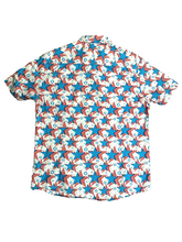 Load image into Gallery viewer, Massive Shirt Adult Small White Blue Red Star AOP Button Up Casual Camp Mens