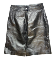 Load image into Gallery viewer, VTG Tannery West Skirt Womens 8 (30x20.5) Black Leather Satin A-Line Back Zip