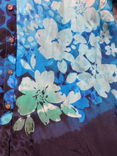 Load image into Gallery viewer, Soft Surroundings Shirt Womens Medium Blue AOP Floral Boho Silk Button Up Tunic