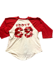 Load image into Gallery viewer, VTG AX Tripods Shirt Adult Small Red White Scott #69 Raglan Sportswear 70s Mens