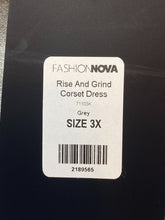 Load image into Gallery viewer, Fashion Nova Dress Womens 3XL XXXL Gray Rise Grind Corset Bodycon Drawstring NWT
