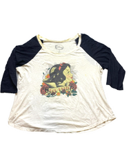 Load image into Gallery viewer, Snow White Shirt Womens 3 Black Ivory Raglan Disney Princess Rose Casual Ladies