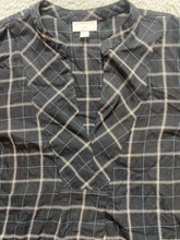 Load image into Gallery viewer, J Jill Shirt Womens Medium Black Windowpane Tunic Oversized Casual Blouse Ladies