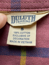 Load image into Gallery viewer, Duluth Trading Co Shirt Womens Small Dark Mauve Plaid Button Up Pockets Casual