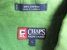 Load image into Gallery viewer, Chaps Ralph Lauren Shirt Adult Large Green Button Up Crest Embroidered Logo Men