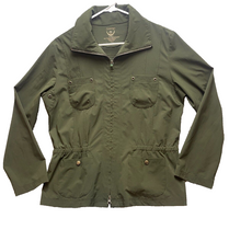 Load image into Gallery viewer, Zenergy By Chicos Shirt Womens Extra Large Army Green Long Sleeve Full Zip Lady
