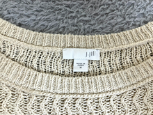 Load image into Gallery viewer, J Jill Sweater Womens Medium Oatmeal Tunic Oversized Fringe Hem Open Knit Ladies