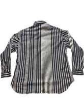 Load image into Gallery viewer, Button Up Shirt Adult Mens 2XL XXL Denim White Striped Flap Pockets Casual Mens