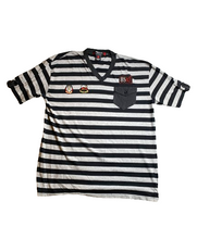 Load image into Gallery viewer, DWNTWN Express Shirt Adult Extra Large Black Y2K Stripe Patches Crest Lion Mens