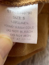 Load image into Gallery viewer, Anthropologie Grade & Gather Shirt Women Small Tan Tie Boho Peasant Linen Blouse