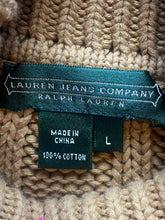 Load image into Gallery viewer, Lauren Jeans Co Sweater Womens Large Tan Cable Knit Turtle Neck Pullover Outdoor
