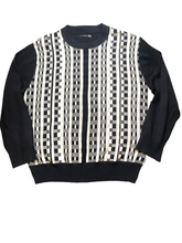 Load image into Gallery viewer, Bagazio Sweater Adult Large Black White Geometric Outerwear Pullover Mens