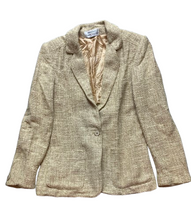 Load image into Gallery viewer, VTG Albert Lewis For Tudor Square Jacket Womens Medium Beige Tweed Career Blazer