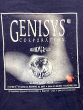 Load image into Gallery viewer, VTG Genisys Corporation Shirt Adult Extra Large Navy Blue Earth Mecca USA Mens