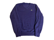 Load image into Gallery viewer, Lacoste Sweater Adult 4 (Medium) Navy Blue V-Neck Preppy Alligator Logo Mens