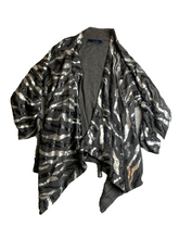 Load image into Gallery viewer, Lumiere Sweater Womens Large Black Asymmetrical Waterfall Sequins Boho Cardigan