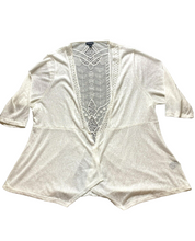 Load image into Gallery viewer, Torrid Sweater Womens 4 4X Ivory Open Front Cardigan Mesh Hippie Boho Nylon Plus