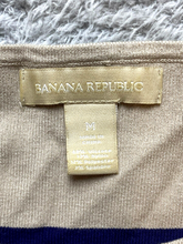 Load image into Gallery viewer, Banana Republic Sweater Womens Medium Taupe Navy Striped Nylon Spandex Ladies