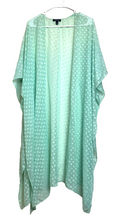 Load image into Gallery viewer, Torrid Kimono Womens 2 2X Mint Green Open Front Sharkbite Clip Dot Heart Plus