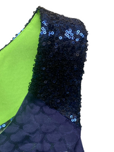 Load image into Gallery viewer, Lilly Pulitzer Dress Womens Medium Navy Blue Calissa Sequin Lined Silk Flare