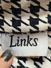 Load image into Gallery viewer, Links Jacket Womens 3X Black Houndstooth Contrast Full Zip Collared Plus Ladies