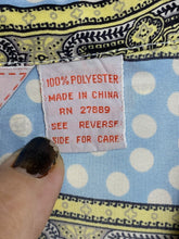 Load image into Gallery viewer, VTG CEO Shirt Womens 38 Light Blue Button Up Polkadots Paisley Hippie Boho 70s