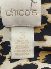 Load image into Gallery viewer, Chicos Shirt Womens 3 Black Tan Leopard Print Oversized Tunic Lagenlook Flowy