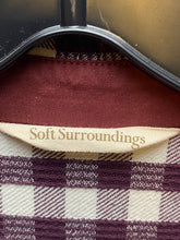 Load image into Gallery viewer, Soft Surroundings Shirt Womens Medium Burgundy Plaid Tunic Patchwork Ladies