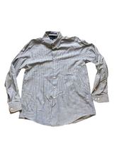 Load image into Gallery viewer, Alan Flusser Shirt Adult Medium Blue Yellow Striped Pocket Casual Cuffs Mens